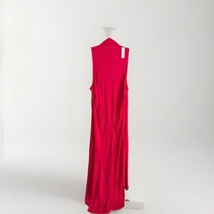 Banana Republic Pink Solid Ruched Mock Neck Sleeveless Maxi Dress XXL Zip